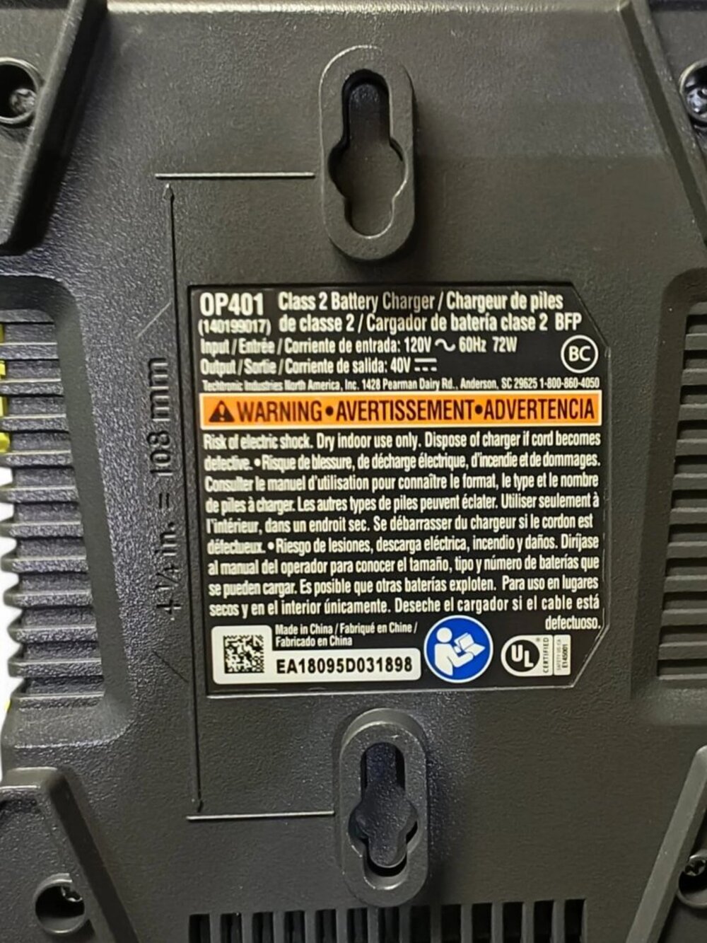 RYOBI 40V Lithium-Ion Class 2 Battery Charger OP401 Genuine Charger Good - Picture 2 of 2